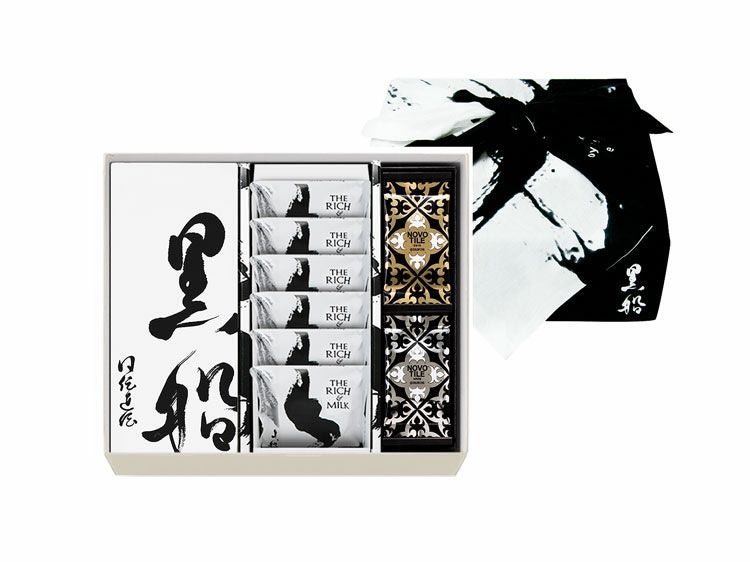 黒船カステラ・ザ リッチ アンド ミルク(6枚)・ノボタイル(12枚)の詰め合わせ(風呂敷包み)