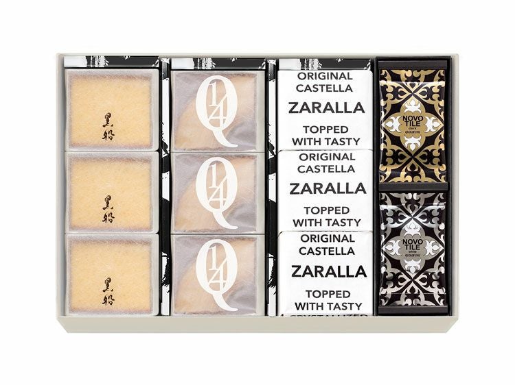 黒船カステラbebe(3個)・ザラーラ(3個)・クアルトバウム(3個)・ノボタイル(12枚)の詰め合わせ